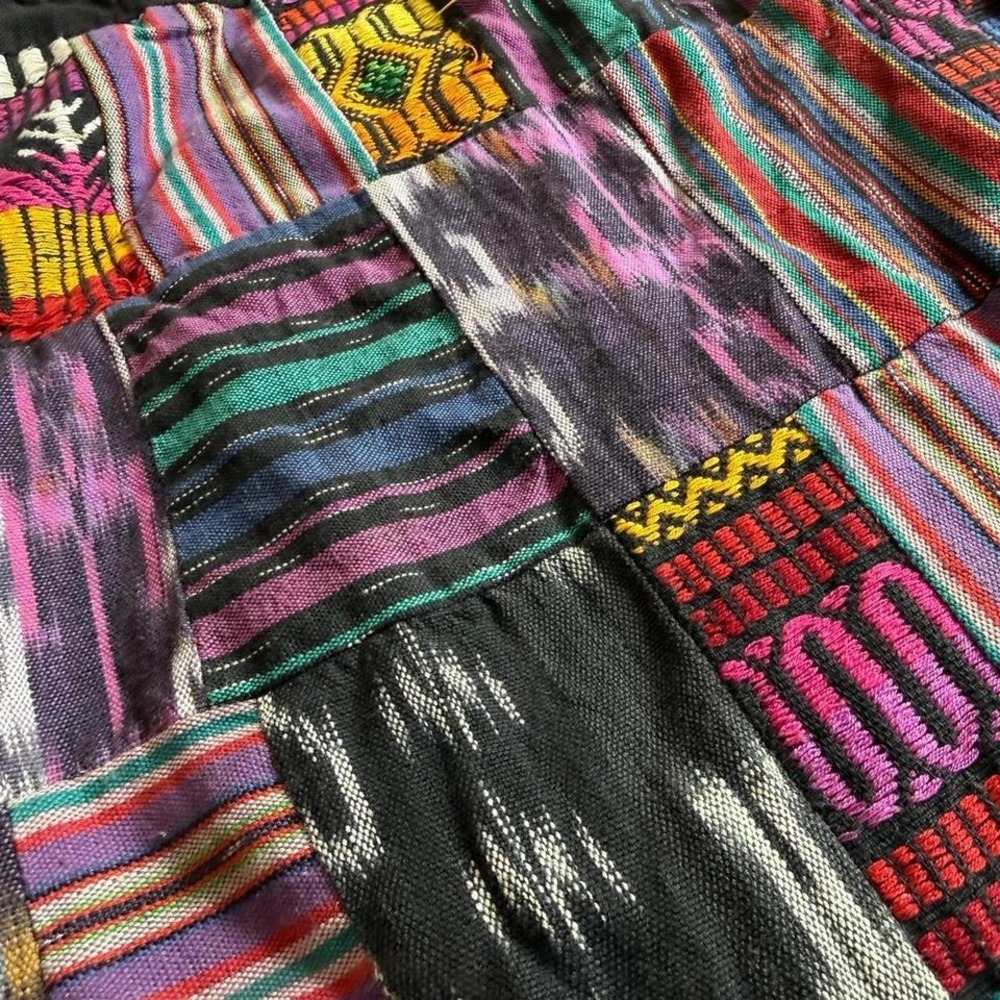 Multicolored Patchwork Drawstring Backpack Guatem… - image 4